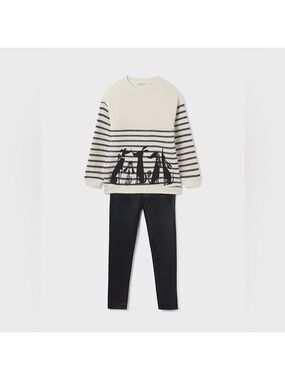 Mayoral Striped Cream and Black Kids Set